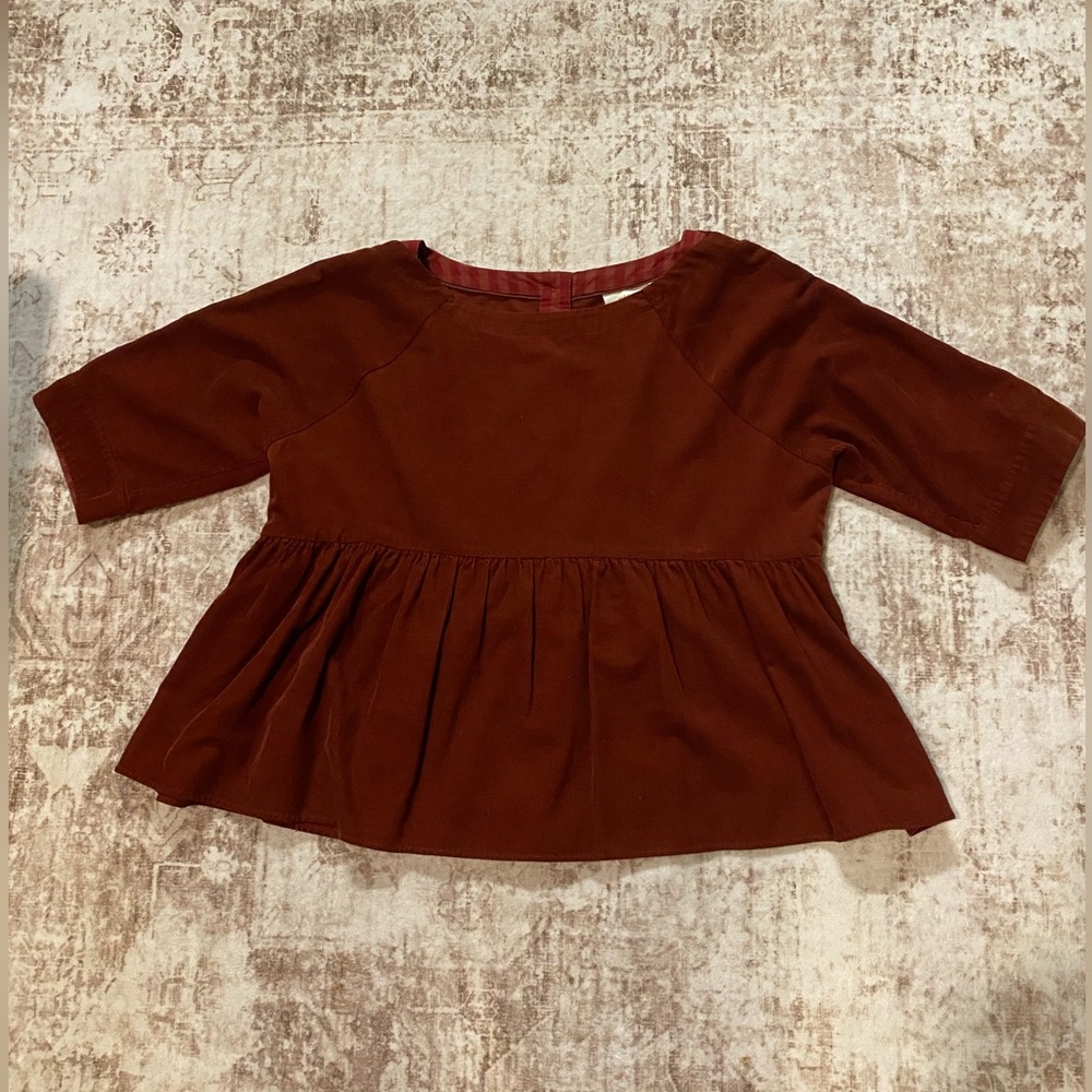 Anthropologie Rust Peplum Top